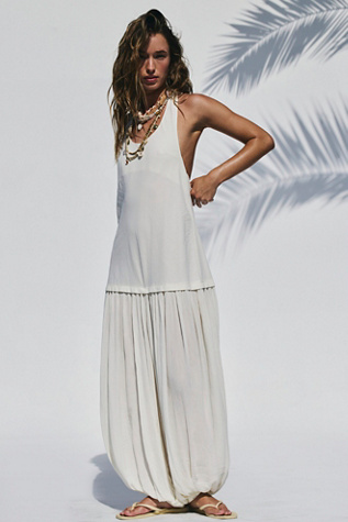 Bretten One-Piece Cotton Harem Jumpsuit by free-est at Free People in White, Size: XS - Harem - Scoop Neck