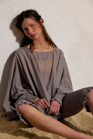 Palma Cotton Crinkle Set by free-est at Free People in Grey, Size: L