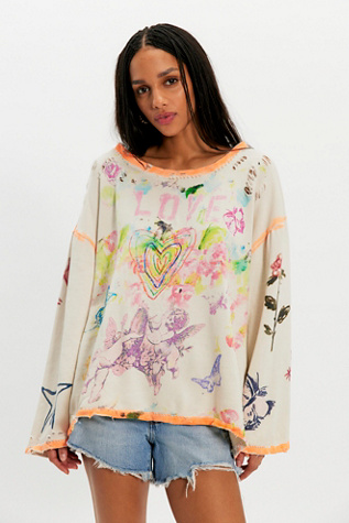 Magnolia Pearl Painting Clouds Hermosa Sweatshirt at Free People in White