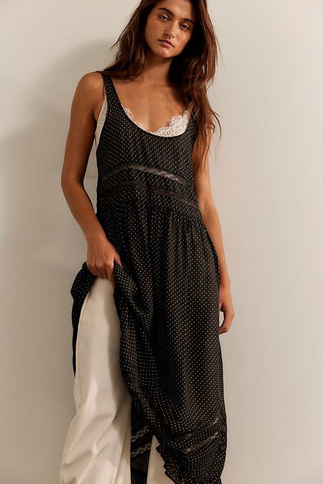 free people lace slip dress Mini by Intimately at in Black, Size: L a flattering V In This Groove Mini Slip