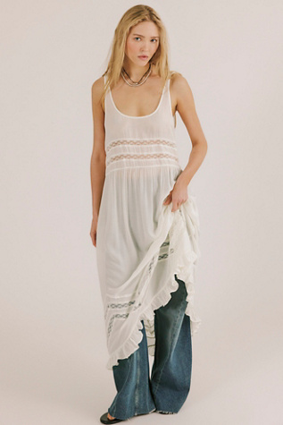 Voile and Lace Midi Slip Dress by Intimately at Free People in White, Size: M