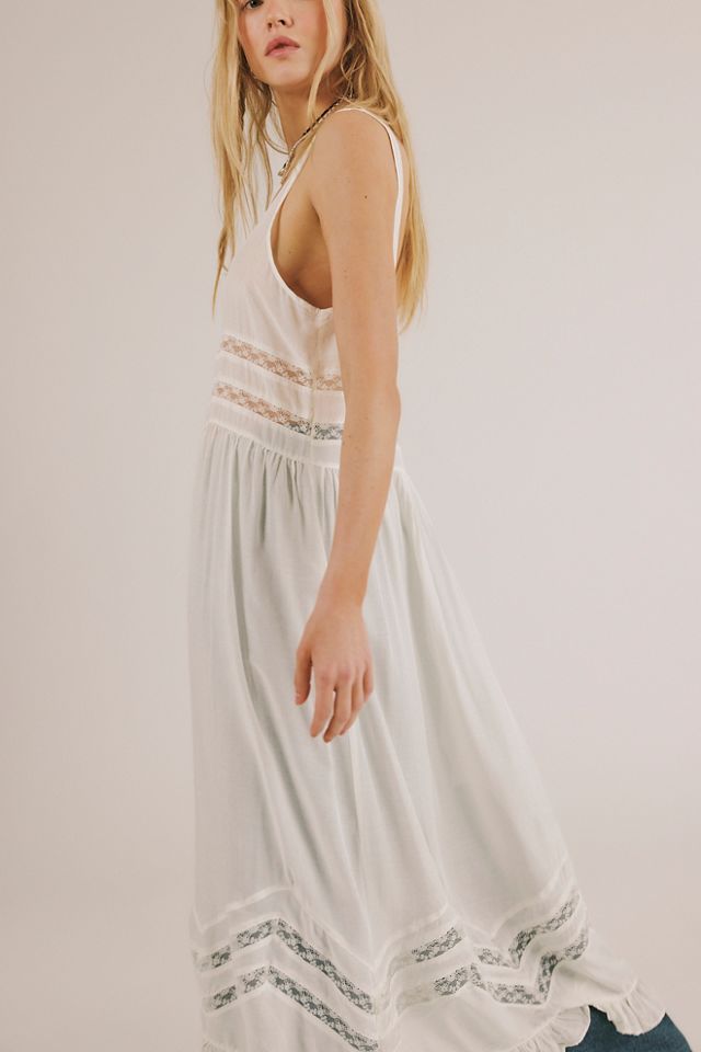 Voile and Lace Midi Slip Dress by Intimately at Free People in White, Size: S
