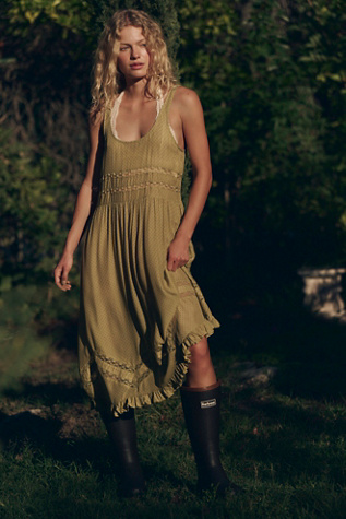 Voile and Lace Midi Slip Dress