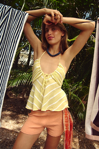 Stripes Ahoy Top by free-est at Free People in Butter Yellow Combo, Size: XL