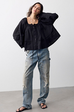 Женская блузка We The Free La Lune Blouse, цвет: Чёрный — фото 4