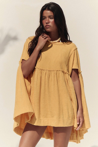 Poolside Terry Poncho Jacket by free-est at Free People in Yellow, Size: M/L