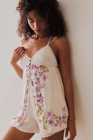 Summer Spritz Playsuit by Intimately at Free People in Ivory Combo, Size: Small