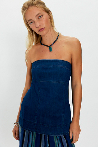 Solara Denim Tube Top at Free People in Cornflower Blue, Size: XS