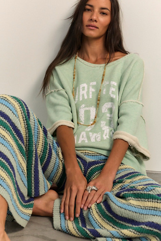 We The Free Faded Memory Pullover at Free People in Heather Green Combo, Size: XS