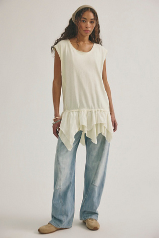 We The Free Kris Ruffle Tunic at Free People in White, Size: XS