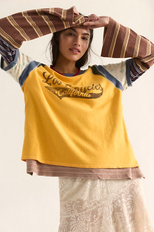 We The Free Wren Crew Neck Jersey T-Shirt at Free People in Yellow, Size: XL - Crew Neck