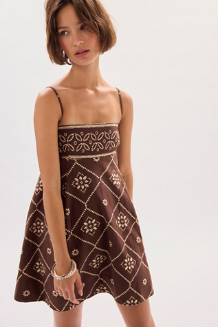 Женское платье Free People Sun Chaser Mini, цвет: Коричневый комбинированный — фото 3