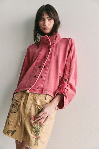 We The Free Tally Sweatshirt Cardi at Free People in Flame Red, Size: Small