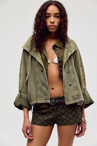 We The Free Tally Sweatshirt Cardi at Free People in Summer Pine, Size: Medium
