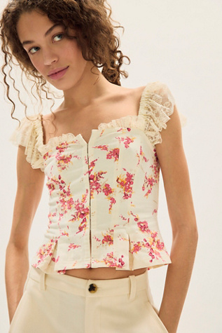 Bonnie Lace Top by Free People in White, Size: XS
