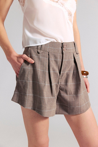 Marina Menswear Trouser Shorts by Free People in Brown, Size: US 6