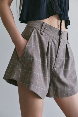 Marina Menswear Trouser Shorts by Free People in Brown, Size: US 6