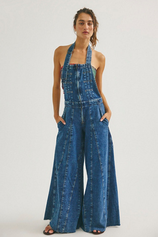 We The Free Vista Apron Jumpsuit at Free People in Dark Wash, Size: 32