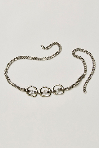 Imperfect Pearl Chain Belt at Free People in Silver Lining