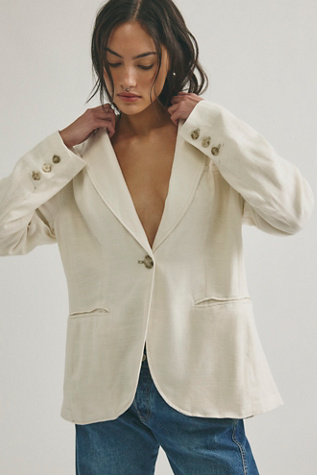 Gemmas Blazer Jacket by Free People in White, Size: L