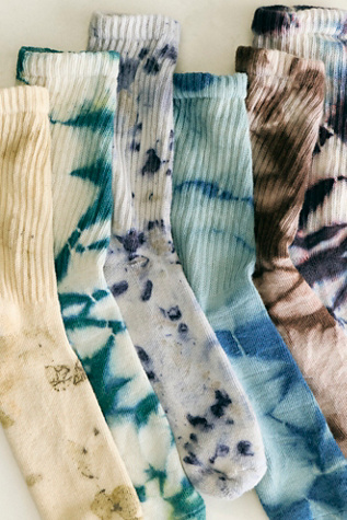 Natural Tie-Dyed Socks by American Trench at Free People in Brown
