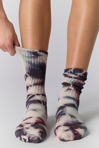Natural Tie-Dyed Socks by American Trench at Free People in Violet