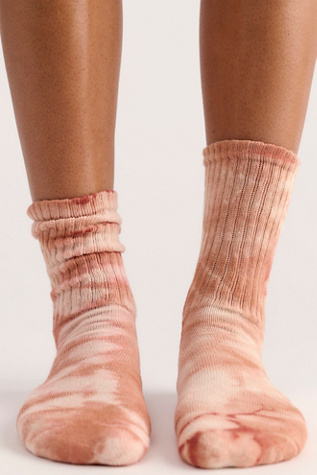 Natural Tie-Dyed Socks by American Trench at Free People in Orange