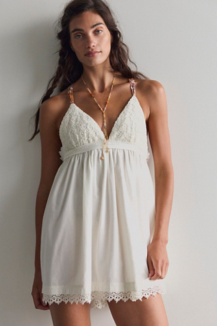 Music Box Babydoll Mini Dress at Free People in Tea Combo, Size: Large