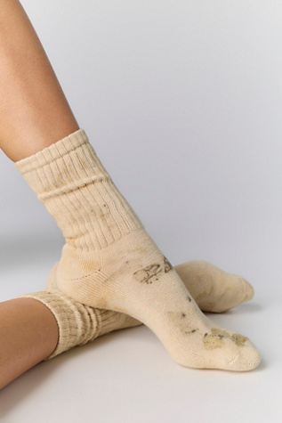 Natural Floral Dyed Socks by American Trench at Free People in Eucalyptus