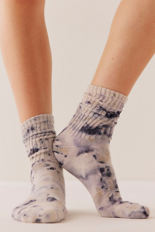 Natural Floral Dyed Socks by American Trench at Free People in Blue