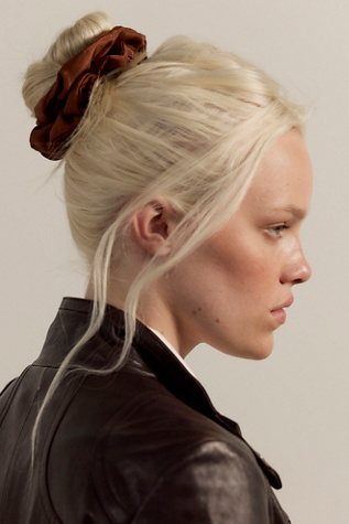 Leni Silk Scrunchie at Free People in Chocolate