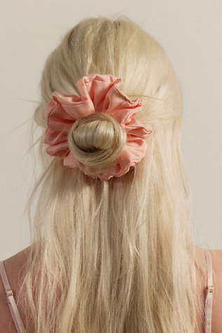 Leni Silk Scrunchie at Free People in Peach