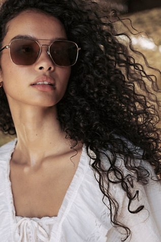 Betty Aviator Sunglasses at Free People in Sepia & Gold