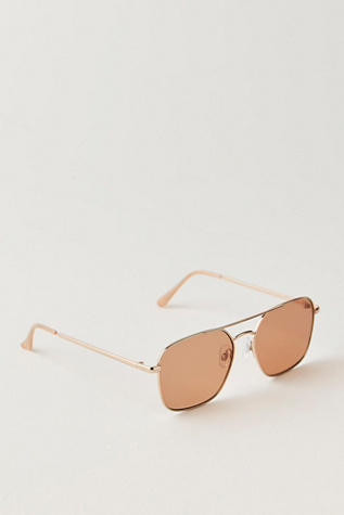 Женские солнцезащитные очки Free People Betty Aviator Sunglasses, цвет: Коричневый / Золотой — фото 3