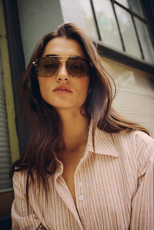 Betty Aviator Sunglasses by Free People in Brown