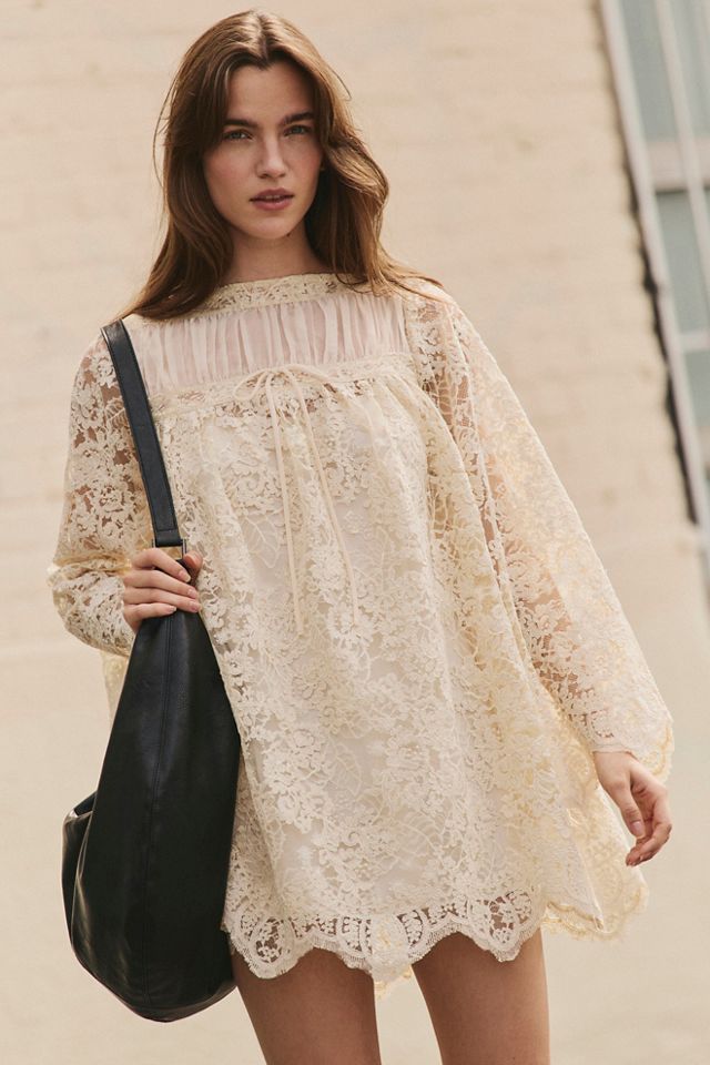 For Love & Lemons Kaia Corded Lace Mini Dress | Free People