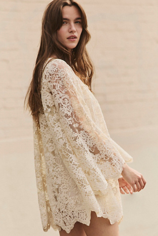 Женское платье For Love & Lemons Kaia Corded Lace Mini, цвет: Кремовый — фото 4