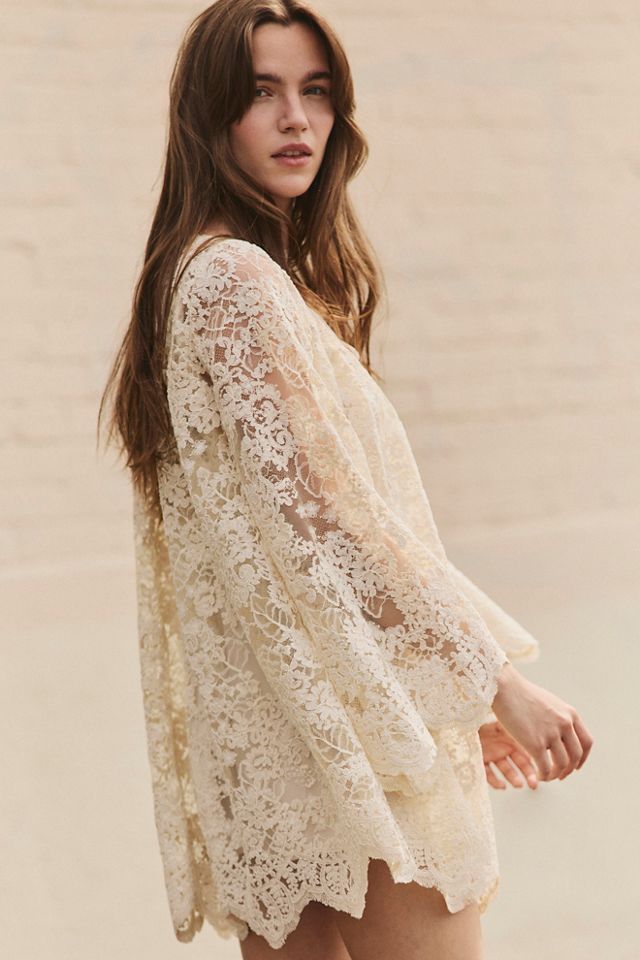 For Love & Lemons Kaia Corded Lace Mini Dress | Free People