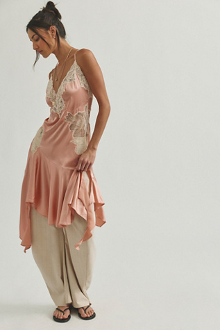 Женское платье For Love & Lemons Lani Silk Midi, цвет: Коралловый — фото 2