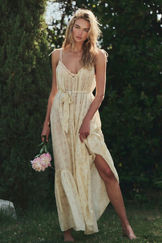 Женское платье LoveShackFancy Hale Maxi, цвет: Лимонный мглистый — фото 4