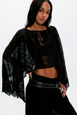 Elsa Poncho Jacket by Free People in Black