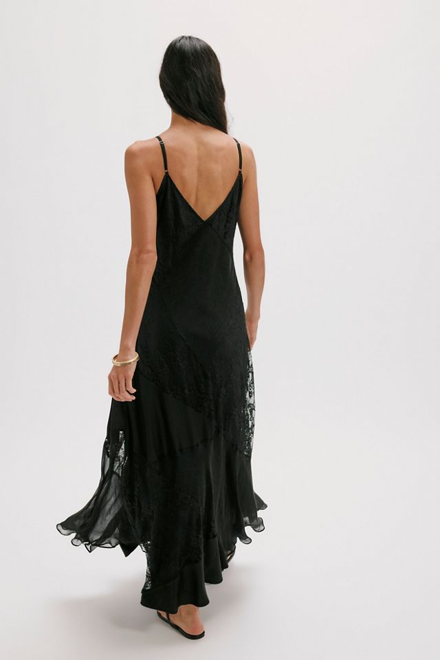 Nigel Preston Patch Lace Chiffon Maxi Dress #1