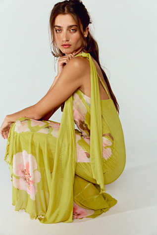 Женское платье SAEMDI Floral Slip Midi, цвет: Оливковый — фото 4