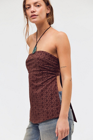 Solara Eyelet Tube Top at Free People in Shaved Chocolate, Size: Medium