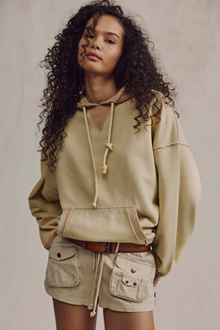 We The Free Lou Baked Crew Neck Hoodie at Free People in Tan, Size: S - Crew Neck