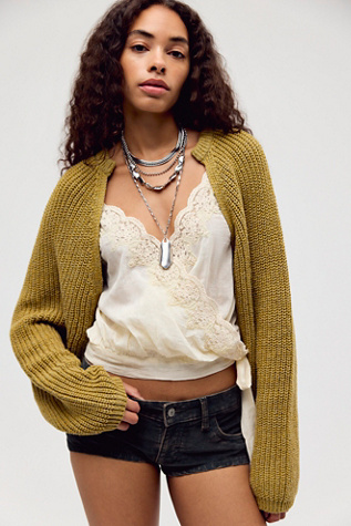 Женские болеро We The Free Easy Knit Cotton Shrug, цвет: Оливковый комбинированный — фото 4