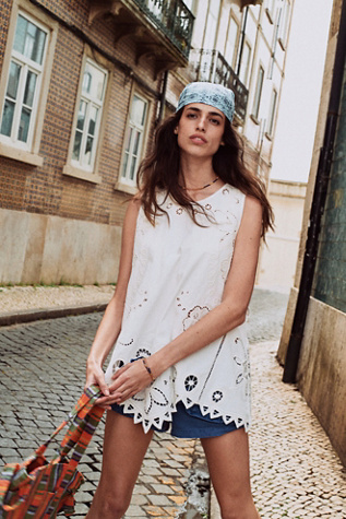 Everyday Washed Tile Bandana by Free People in Blue