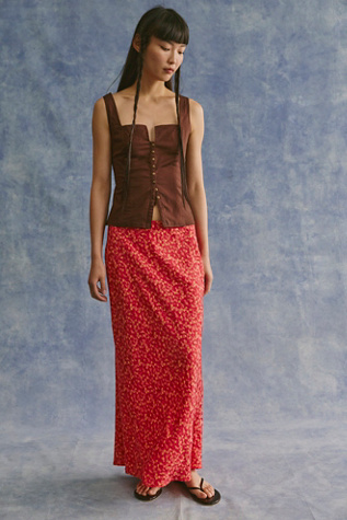 Bonita Printed Maxi Skirt by Free People in Red, Size: US 2