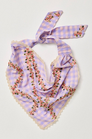 Lulu Crochet Hair Scarf by Curried Myrrh at Free People in Purple