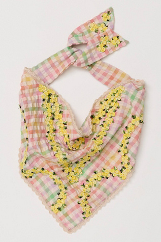 Lulu Crochet Hair Scarf by Curried Myrrh at Free People in Yellow